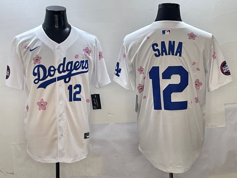 Men Los Angeles Dodgers #12 Sana White Sakura Edition 2025 Nike MLB Jersey style 4->los angeles dodgers->MLB Jersey